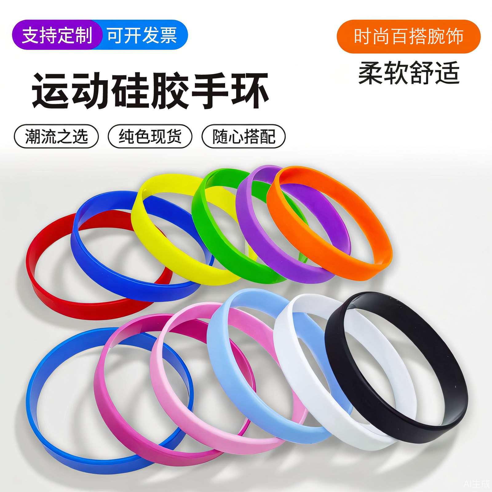 硅胶手环纯色刻字印刷定制夜光团建活动分队篮球运动腕带定做LOGO,节庆用品/礼品,文化创意手环,淘宝优惠券,粉丝福利购,淘宝优惠卷