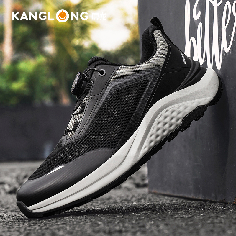 康龙旋转扣网面透气休闲运动鞋