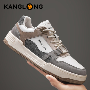 康龙男鞋2025新款板鞋真皮透气软底低帮休闲百搭皮鞋男士运动鞋