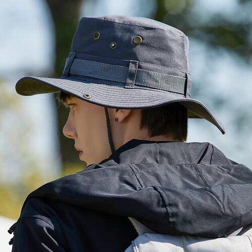男女新款夏季渔夫帽户外钓鱼遮阳帽登山防晒帽太阳帽可折叠大帽檐