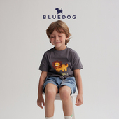 BLUEDOG蓝狗夏小狮子短袖 T恤男女童T恤衫 百搭宽松圆领上衣