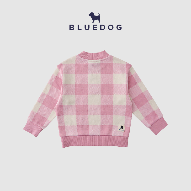 BLUEDOG男女童拉绒格纹套头卫衣
