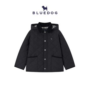 BLUEDOG 韩国蓝狗25FW冬翻领绗缝连帽外套保暖男女童舒适外套
