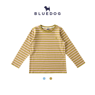 BLUEDOG蓝狗韩国男童条纹T恤初春装打底中大童百搭长袖上衣