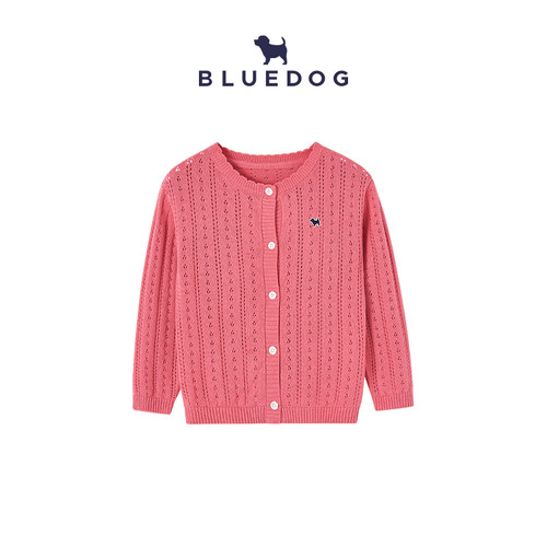 BLUEDOG蓝狗韩国新款长袖针织衫女童外套宝宝圆领开衫春季薄