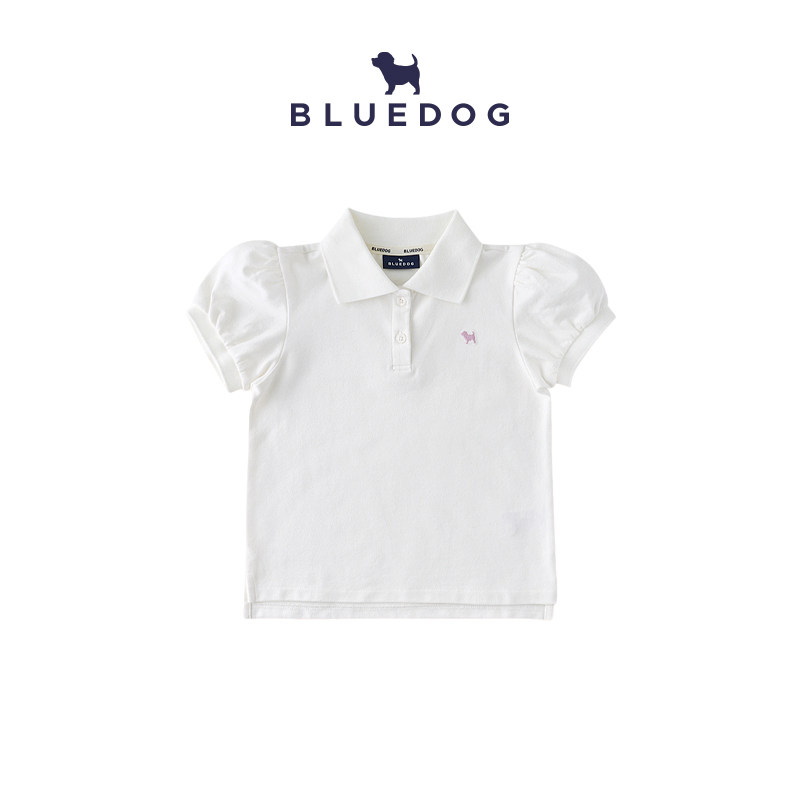 BLUEDOG蓝狗夏新款公主袖短袖POLO衫女童经典百搭童装T恤上衣