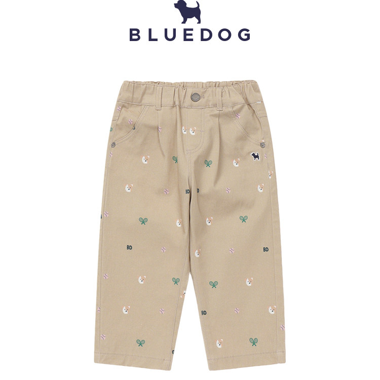 BLUEDOG 韩国蓝狗26SS春季蓝狗经典款小狗梭织休闲长裤男女童裤子