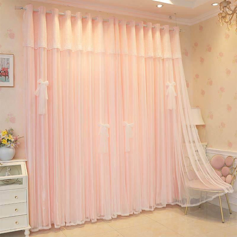 KE3C白色绣花帘头布艺帘款式简约现代成品纯色飘窗落地窗卧室客厅