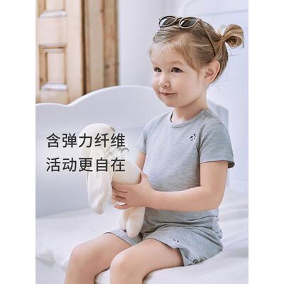 NestDesigns儿童春夏季家居服男女宝宝薄款防蚊裤纯色短袖短裤