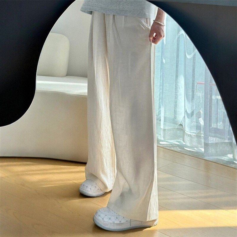 棉麻阔腿裤女夏季薄款胖妹妹mm梨型身材高腰宽松显瘦直筒休闲裤子,女装/女士精品,大码裤装,淘宝优惠券,粉丝福利购,淘宝优惠卷