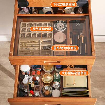 家实梳妆台卧室化木妆桌逸多功床头AXR桌化妆台化妆柜梳妆柜小能