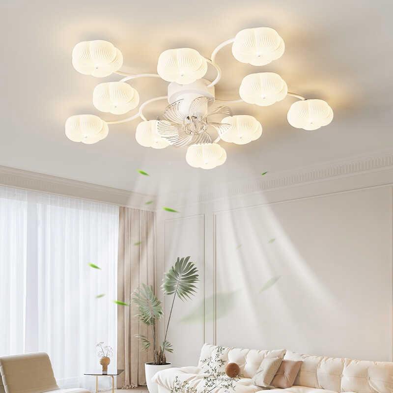 厅风扇灯2025奶新款现代简约油F5643风卧室餐厅吊客扇灯具全屋套