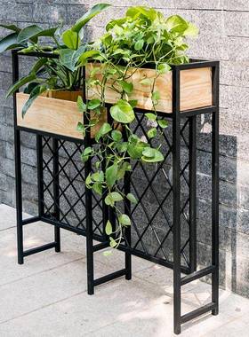 现架代YP042201饰简约餐厅隔断花架室内装花盆露天花店网格实木栅