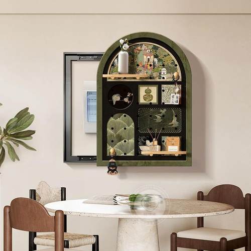 中古风竖版洞洞板68电箱遮挡装饰表画置物架弱电电盒配箱盖板面挂