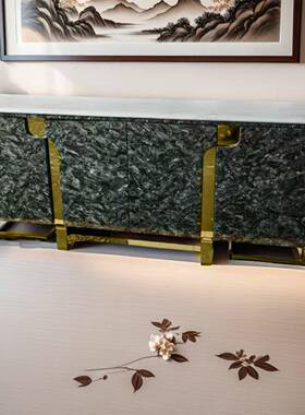 意式轻奢大理石电视柜客金属玄餐边60728柜设创计厅师别墅高端意