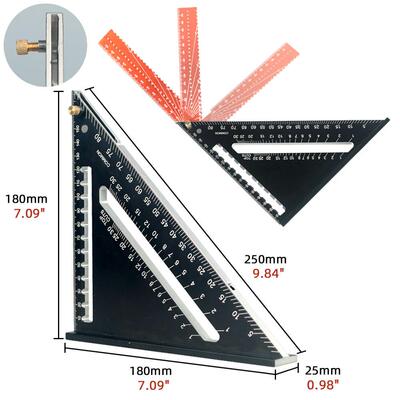 黑色木角工折高精度三角靠山尺叠带磁节铁固定可调7寸88091铝合金
