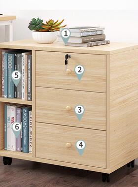 办公室质文件柜移动MOY矮柜桌下抽屉置物落地带木锁抽屉柜三活动