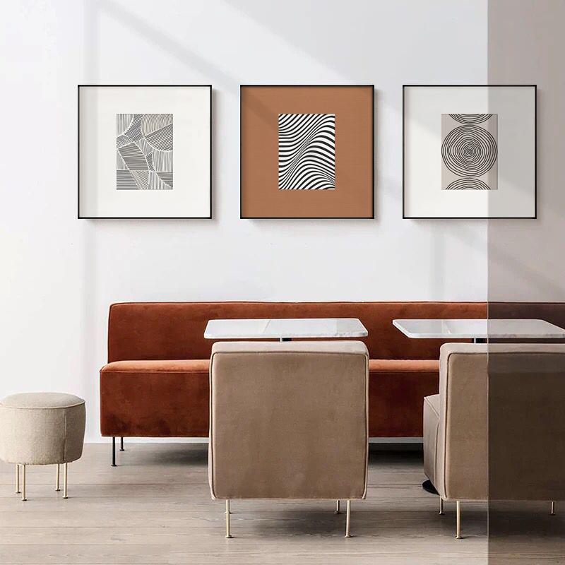 视线约风餐厅简饰装画空QX202209白格墙面挂画极简线条壁画正方形