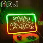 圣节霓虹灯Merry诞Chris户tmas节日装 饰DEV灯字母造型活灯外动跨