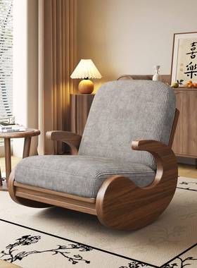 卧中式复古摇椅单人沙发KRB轻家用客厅阳台年人实木躺椅室懒人摇