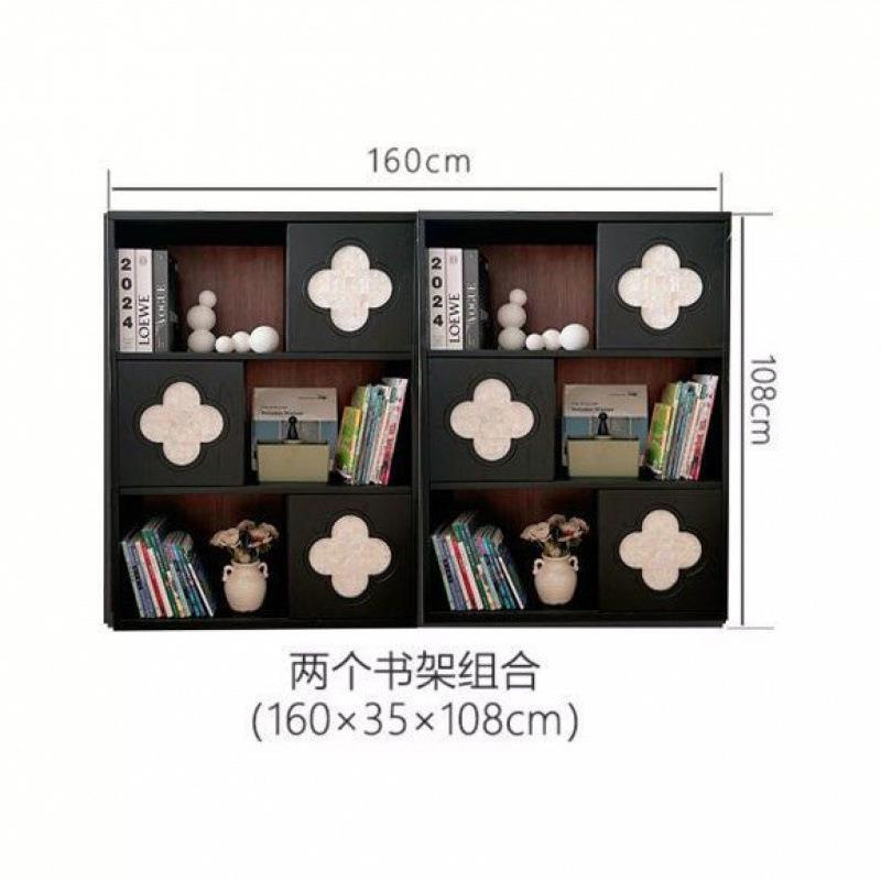 示古实木书古柜杂志HYC柜家复具窄电视边柜立柜法式中四叶草展柜