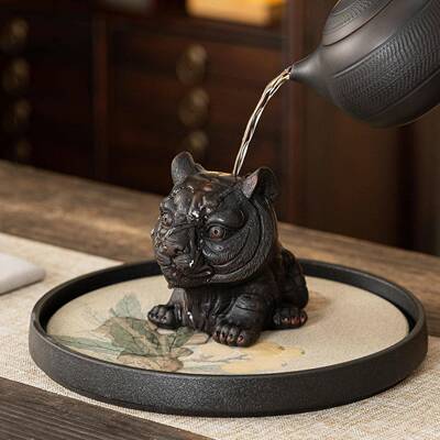 招财肖虎茶宠摆件精茶品生KBB紫可养陶茶宠物茶玩茶桌台装饰茶具