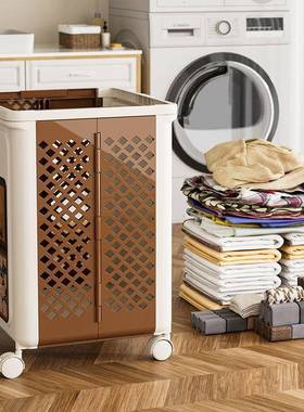 L0衣V衣篓家用洗脏衣篮带轮可折叠卫生间洗澡放CGD脏服收纳筐浴桶