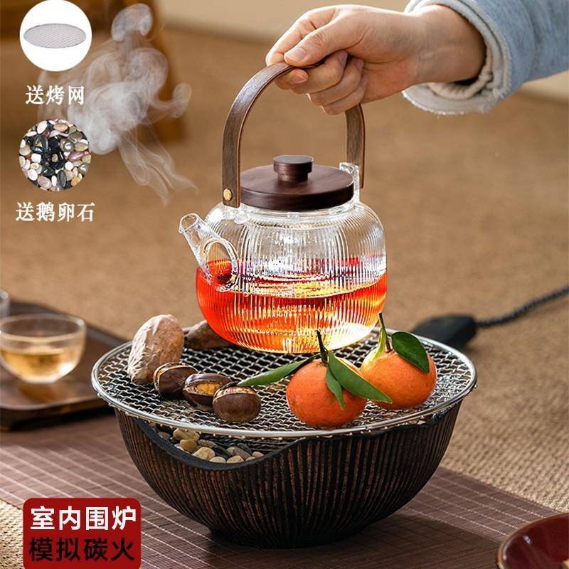 炉围煮茶家用室内全套煮茶壶一套煮茶煮茶炉陶电炉烤茶工具插器电