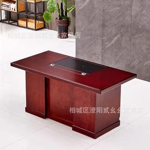 办桌电脑桌家用公油实木皮师职员漆单人位带抽屉财务桌书桌教R