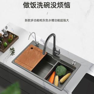 加厚不锈钢304水槽洗碗池厨房家用洗菜盆纳米台阶下大单 直销新款