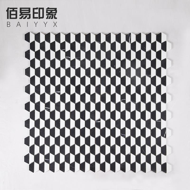 新款直销中式现 黑白根色大理石马赛克瓷砖 卫浴场所石材背景墙馬