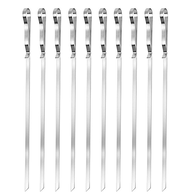 直销新款不锈钢波浪烧烤工具签子BBQ烤鸡翅针扁平金属烤肉串布袋