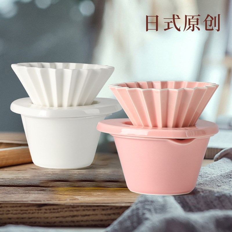 陶瓷咖啡滤杯折纸水晶托咖啡滤杯FV60漏斗手冲咖啡过滤杯直销