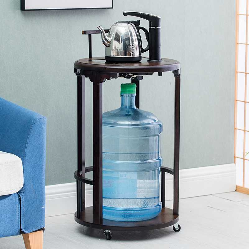 移动小茶台茶桌侧边柜家用茶车实木泡茶吧几烧水壶一体茶水柜架子