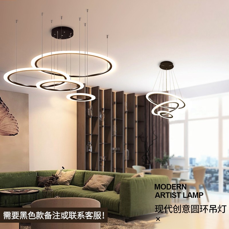 LED客厅吊灯店铺商用餐厅圆环形理发店美容院复式loft公寓楼梯灯