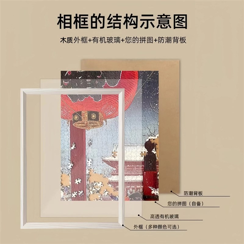 拼图专用相框1000片50x70厘米大画框500片装裱框可挂墙装饰简约款图片