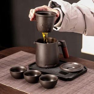 旅行功夫茶具快客杯防烫茶水分离泡茶壶杯 大容量紫砂快客杯便携式