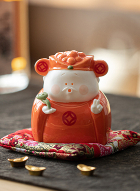 久造陶瓷小财神爷招财摆件创意家居玄关工艺品装饰店铺开业送礼品