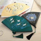 全竹扇子喷绘折扇女国风牡丹扇复古旗袍扇汉服扇表演扇古风礼品