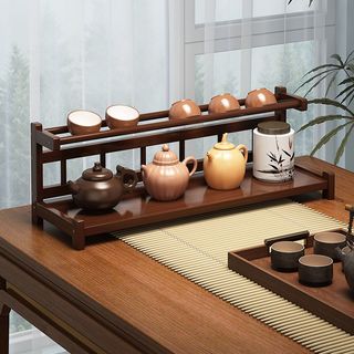 小型桌面博古架新中式茶具茶叶置物架非实木茶桌紫砂壶茶杯展示架