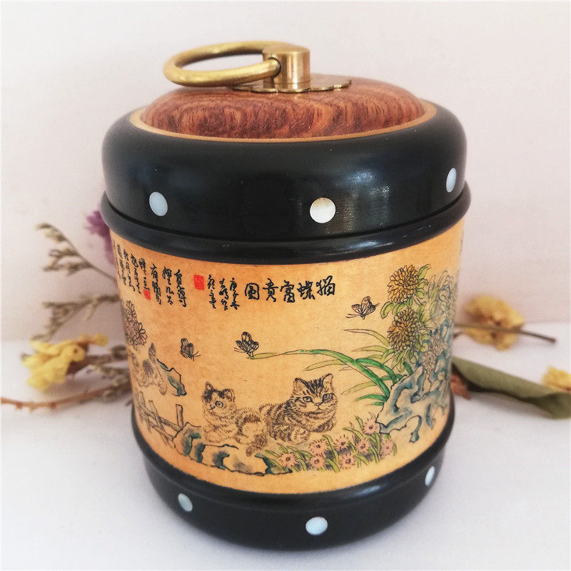 文玩收藏烙画天然葫芦茶叶罐精品押花罐子香插微雕保温杯工艺摆件