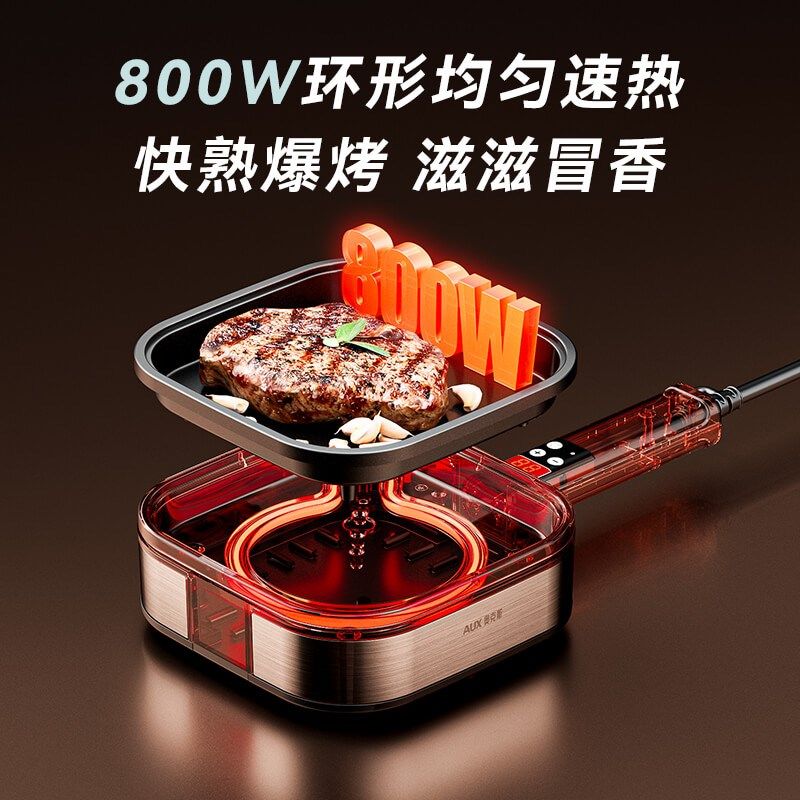 早餐锅小型电煎锅手抓饼平底锅不粘锅家用煎饼锅插电烤肉专用烤盘