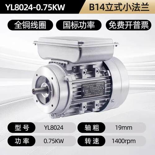YL8014/9024 /550W/750/1.1/1.5KW家用电单相电机220V铝壳1400转