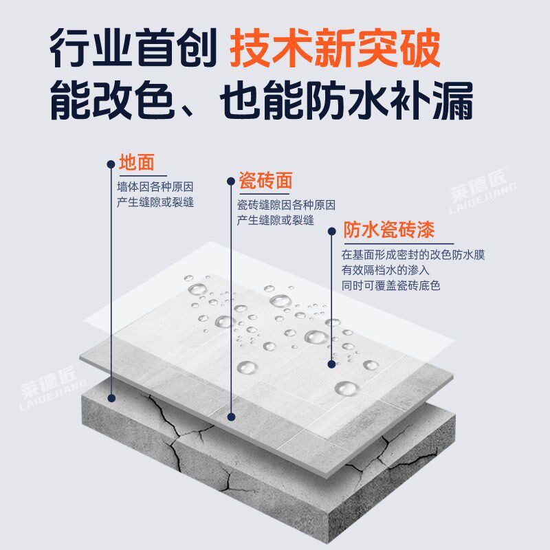卫生间瓷砖改色专用漆浴室地板砖翻新改造地面缝隙补漏防水瓷砖漆