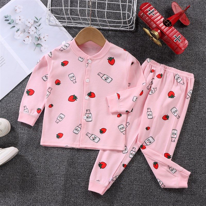 儿童新款秋衣卫生裤纯棉开襟外套两用档春秋款婴幼儿内衣睡衣打底