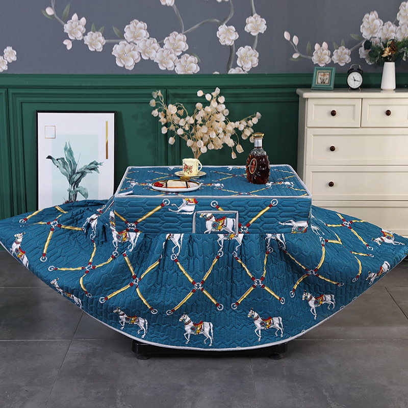 新款烤火被罩裙摆电炉罩电烤炉正长方形连身电炉子桌布罩套加厚冬