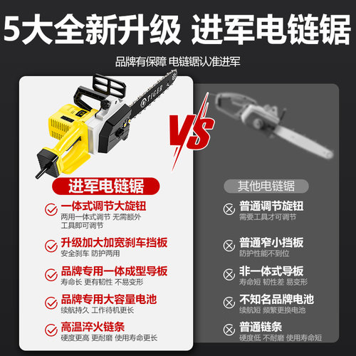 48V无刷电锯充电式家用手持伐木锯大容量锂电池电链锯锯树大功率