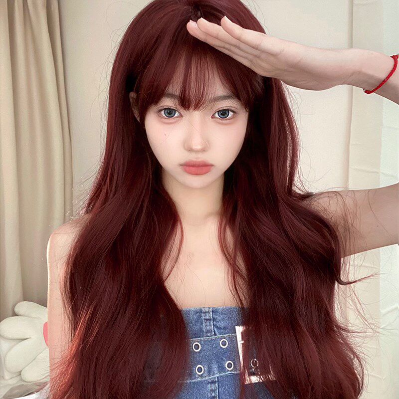 束朵假发女长发长卷发Lolita红色大波浪卷发jk假发全头套