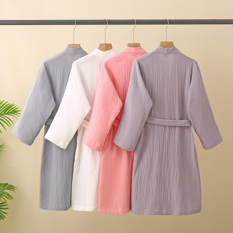 夏季薄款睡袍儿童纯棉双层纱布吸水毛巾料男女童亲子洗澡游泳浴袍