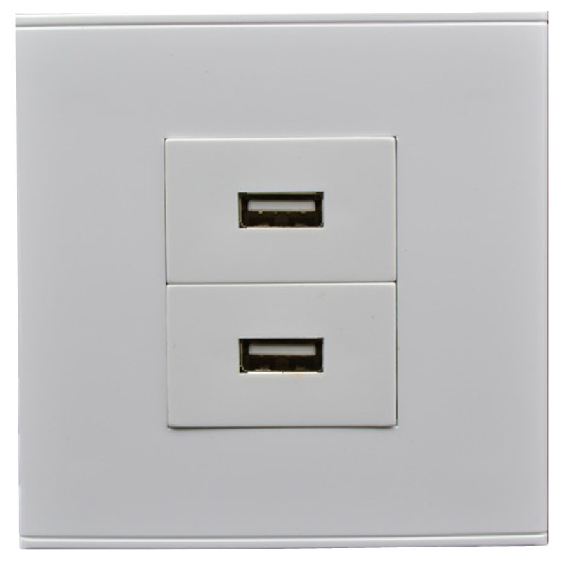 86型免焊USB网络插座面板双口USB数据延长线插座 二位USB暗装接口